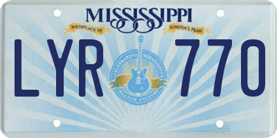MS license plate LYR770