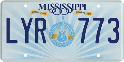 MS license plate LYR773