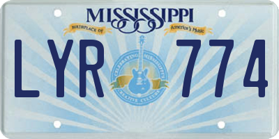 MS license plate LYR774