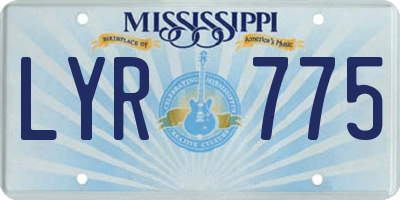 MS license plate LYR775