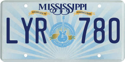 MS license plate LYR780