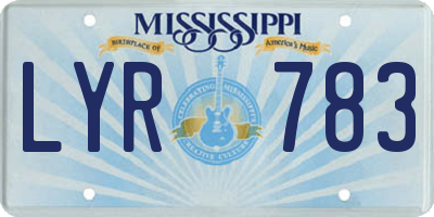 MS license plate LYR783