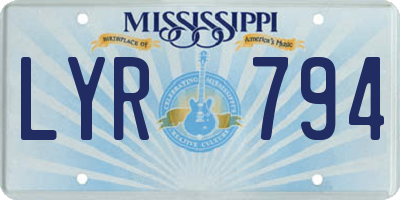 MS license plate LYR794