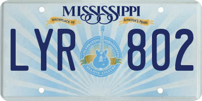 MS license plate LYR802