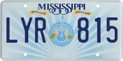 MS license plate LYR815