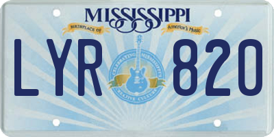 MS license plate LYR820