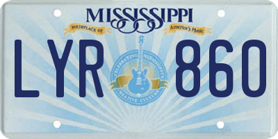 MS license plate LYR860