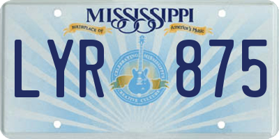 MS license plate LYR875