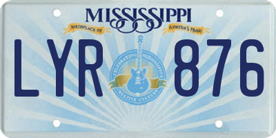 MS license plate LYR876