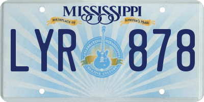 MS license plate LYR878