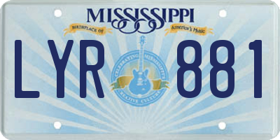MS license plate LYR881