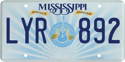 MS license plate LYR892