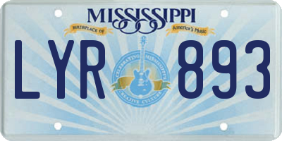 MS license plate LYR893