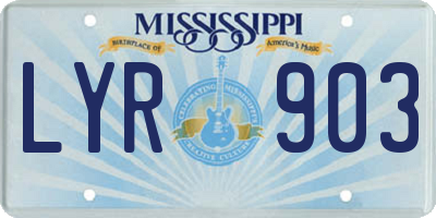 MS license plate LYR903