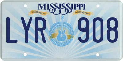 MS license plate LYR908