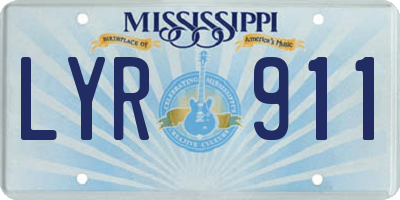 MS license plate LYR911