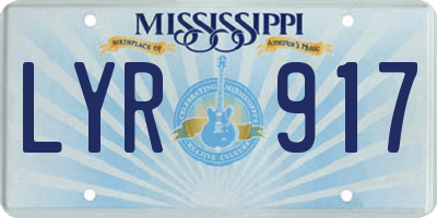 MS license plate LYR917