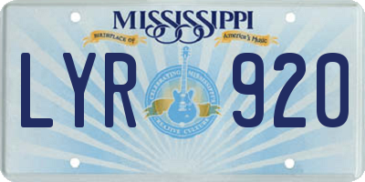 MS license plate LYR920