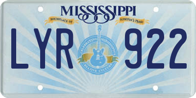 MS license plate LYR922