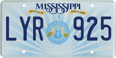 MS license plate LYR925