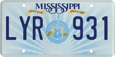 MS license plate LYR931