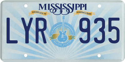 MS license plate LYR935