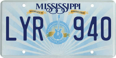 MS license plate LYR940