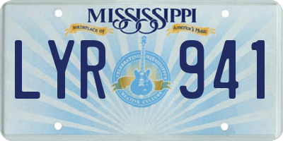 MS license plate LYR941