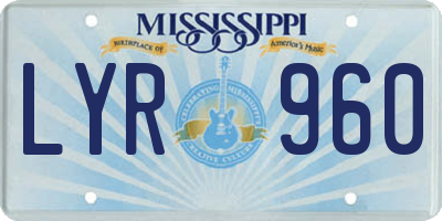 MS license plate LYR960