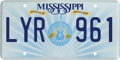 MS license plate LYR961