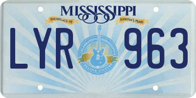 MS license plate LYR963