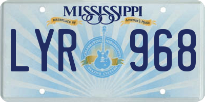 MS license plate LYR968