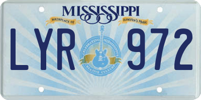 MS license plate LYR972