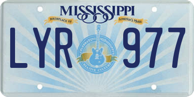 MS license plate LYR977