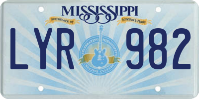 MS license plate LYR982