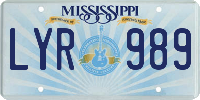 MS license plate LYR989