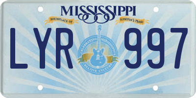 MS license plate LYR997