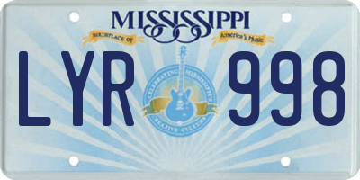 MS license plate LYR998