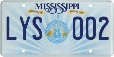 MS license plate LYS002