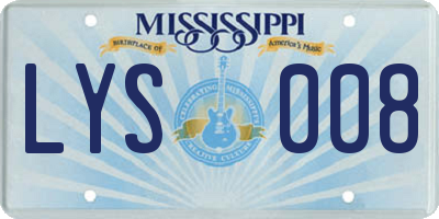 MS license plate LYS008