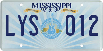 MS license plate LYS012