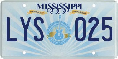 MS license plate LYS025