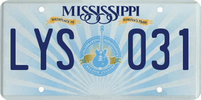 MS license plate LYS031