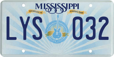 MS license plate LYS032