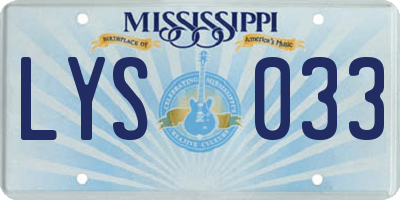 MS license plate LYS033