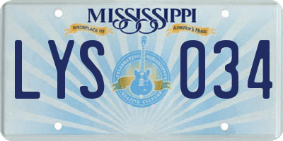 MS license plate LYS034