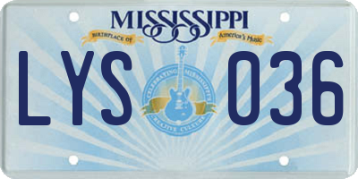 MS license plate LYS036