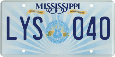 MS license plate LYS040