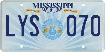 MS license plate LYS070