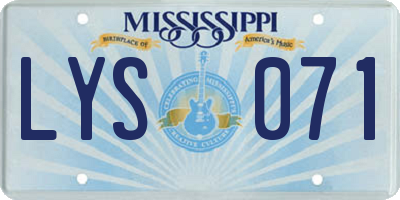 MS license plate LYS071